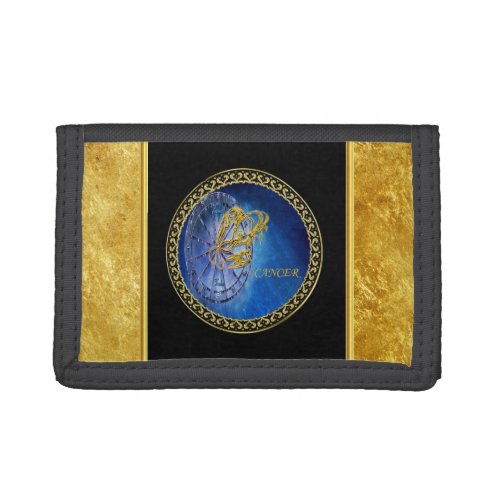 Cancer Zodiac Astrology gold foil with black Trifold Wallet