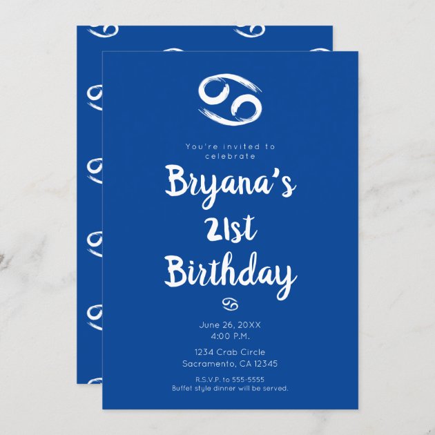 CANCER Zodiac Astrology June July Birthday Party Invitation Zazzle