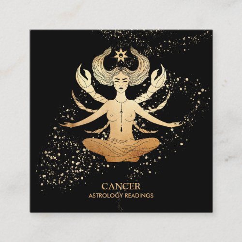  CANCER Zodiac Astrology Reading Gold and Black Square Business Card