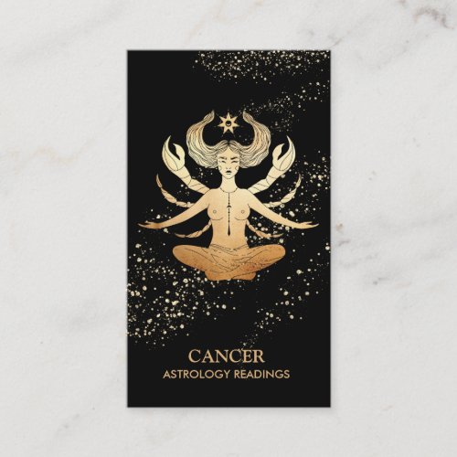  CANCER Zodiac Astrology Reading Gold  Black Business Card