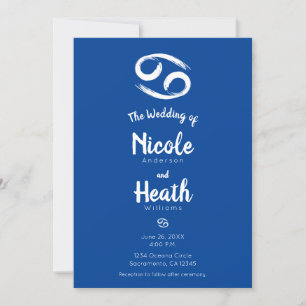 CANCER Zodiac Astrology Summer June July Wedding   Invitation