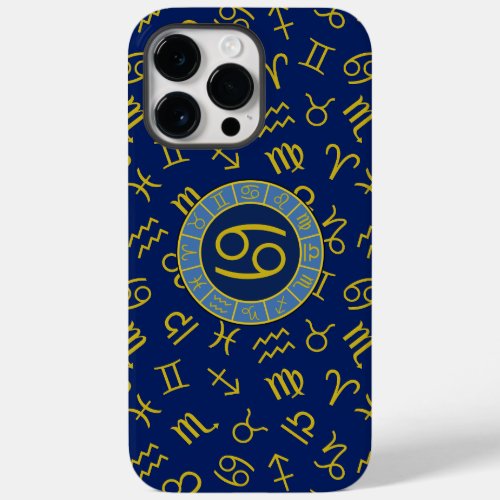 Cancer ZodiacAstrology Symbols Pattern GoldBlues Case_Mate iPhone 14 Pro Max Case