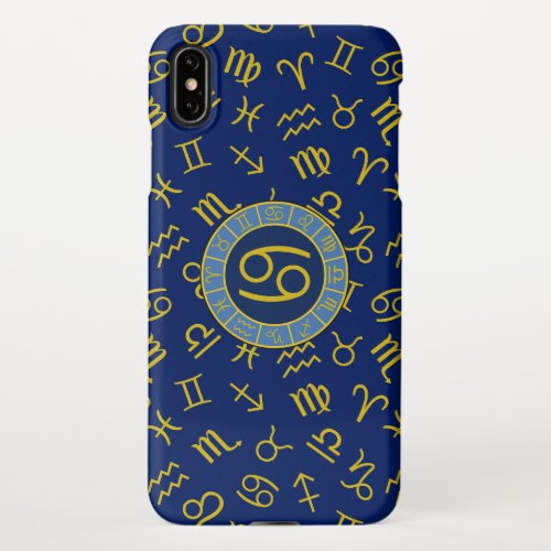 Cancer ZodiacAstrology Symbols Pattern GoldBlues iPhone XS Max Case