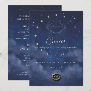 Cancer Zodiac Birthday Invitation