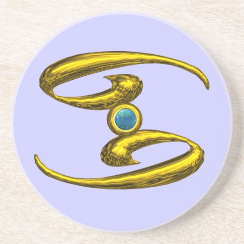 CANCER ZODIAC BIRTHDAY JEWEL  Blue Opale  Coaster