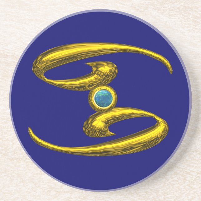 CANCER ZODIAC BIRTHDAY JEWEL  Blue Opale , Coaster (Front)