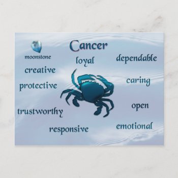 Cancer Zodiac Characteristics Postcard by dickens52 at Zazzle