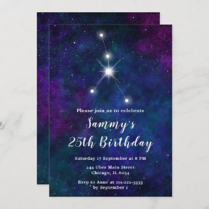 Cancer Zodiac Constellation Birthday Party Invitation