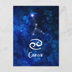 Cancer Zodiac Constellation Blue Galaxy Celestial Postcard