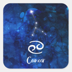 Cancer Zodiac Constellation Blue Galaxy Celestial Square Sticker at Zazzle