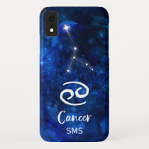 Cancer Zodiac Constellation Blue Galaxy Monogram iPhone XR Case