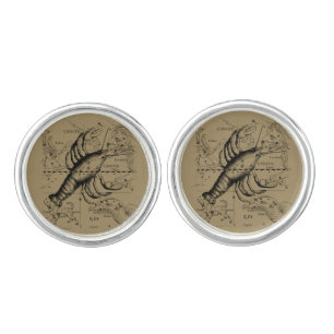 Cancer Zodiac Constellation by Hevelius 1690 Cufflinks