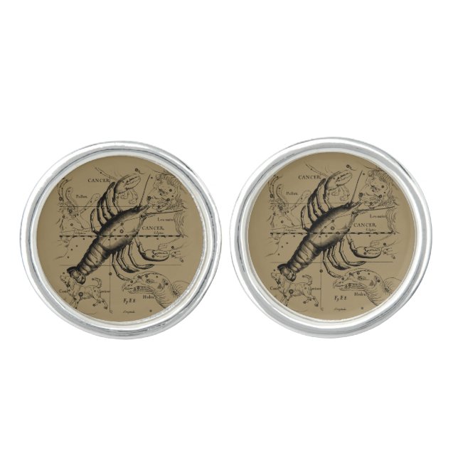 Cancer Zodiac Constellation by Hevelius 1690 Cufflinks (Front)