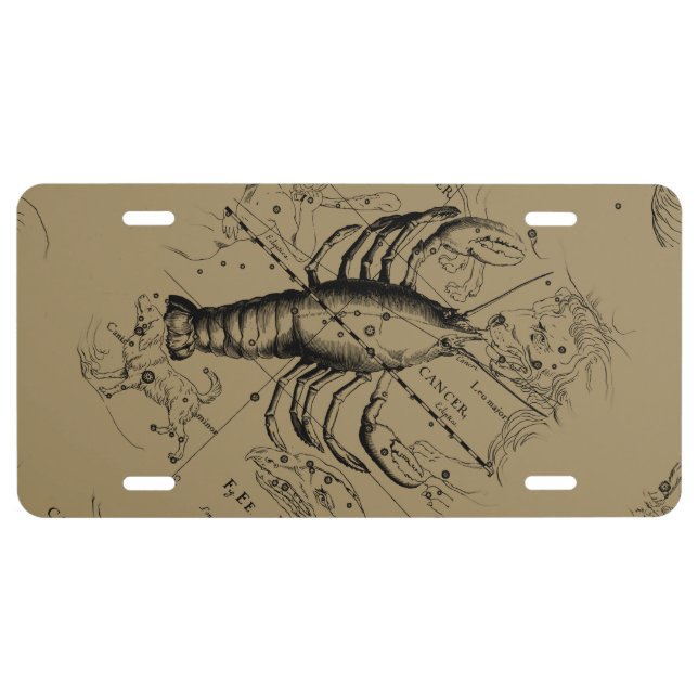 Cancer Zodiac Constellation by Hevelius 1690 License Plate (Front)