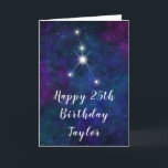 Cancer Zodiac Constellation Happy Birthday Card<br><div class="desc">This cosmic and celestial birthday card can be personalized with a name or title such as mom, daughter, granddaughter, niece, friend etc. The design features the Cancer zodiac constellation on a dark blue and purple watercolor galaxy background with scattered stars. The text combines handwritten script and modern serif fonts for...</div>