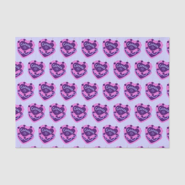 Cancer Zodiac Coquette Heart Birthday Cake Tissue Paper (Front)