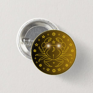 Cancer Zodiac Emblem   Minimal Celestial Symbol Button