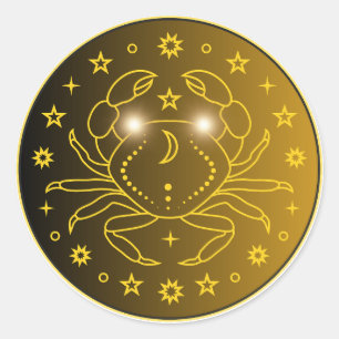 Cancer Zodiac Emblem   Minimal Celestial Symbol Classic Round Sticker