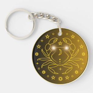 Cancer Zodiac Emblem   Minimal Celestial Symbol Keychain