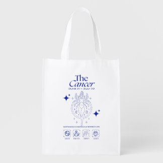 Cancer Zodiac Emotional Astrology Line Art Grocery Bag