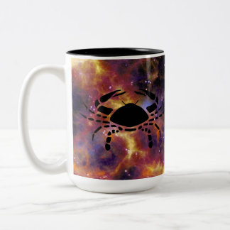 Cancer Zodiac Galaxy Silhouette – Horoscope Astrol Two-Tone Coffee Mug