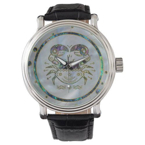 Cancer Zodiac Gold Abalone on Constellation Watch