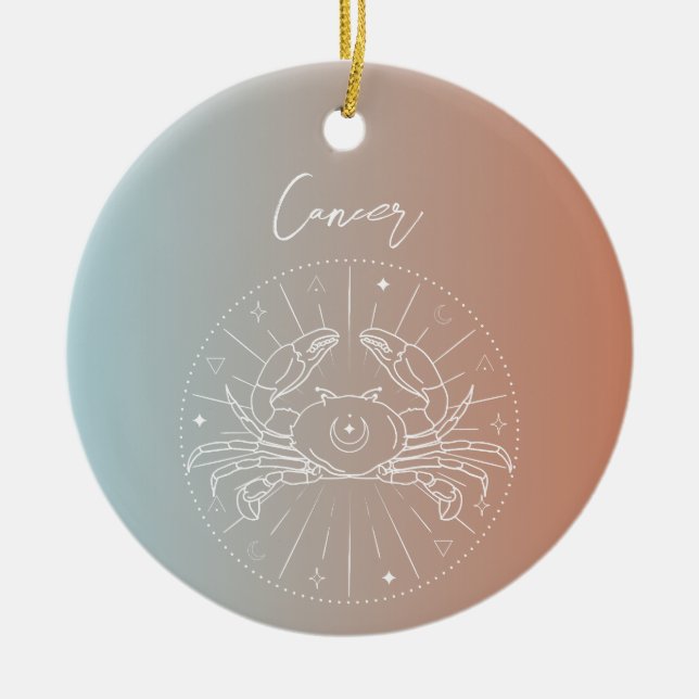Cancer zodiac horoscope star sign gradient ceramic ornament (Front)