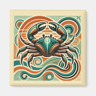 Cancer Zodiac Magnet Retro Design