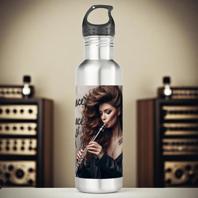 Cancer Zodiac Musician Clarinet  Stainless Steel Water Bottle (Creator Uploaded)