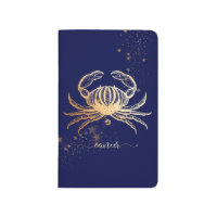 Cancer Zodiac Navy Blue Gold Personalized Journal