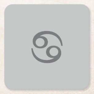 Cancer zodiac - pale gray square paper coaster