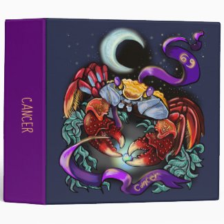 Cancer zodiac sign 3 ring binder
