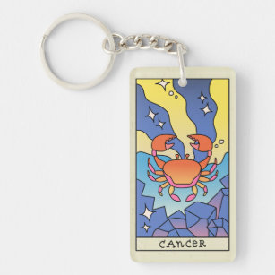 Cancer Zodiac Sign Abstract Art Vintage Keychain