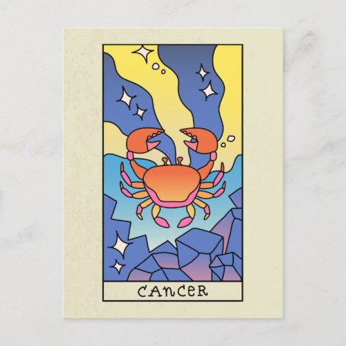 Cancer Zodiac Sign Abstract Art Vintage Postcard