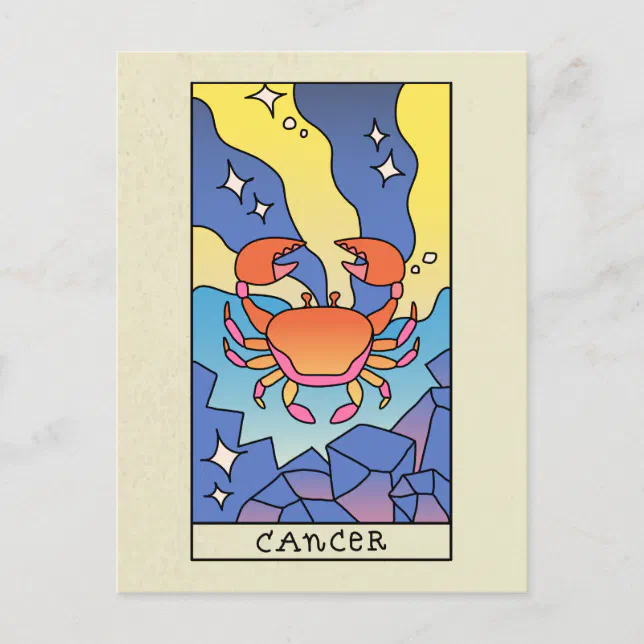 Cancer Zodiac Sign Abstract Art Vintage Postcard
