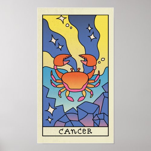 Cancer Zodiac Sign Abstract Art Vintage Poster