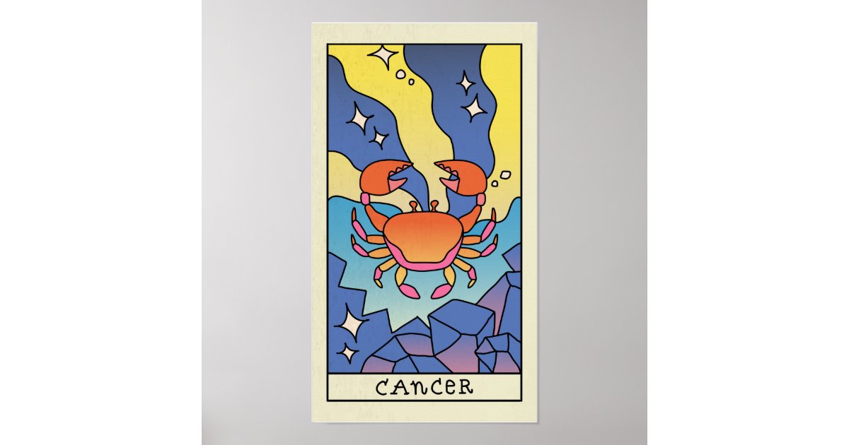 Cancer Zodiac Sign Abstract Art Vintage Poster Zazzle