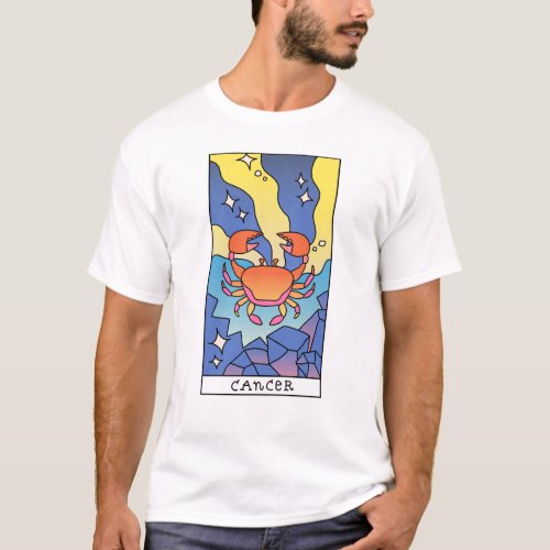 Cancer Zodiac Sign Abstract Art Vintage T_Shirt