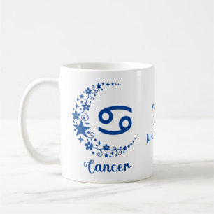 Cancer Zodiac Sign Astrology Birthday Blue White Coffee Mug