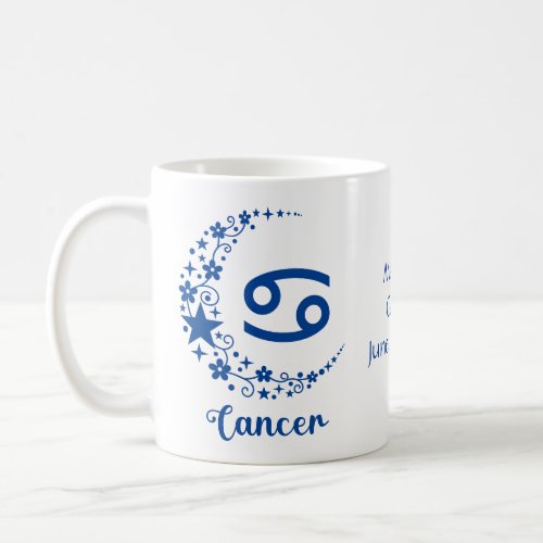 Cancer Zodiac Sign Astrology Birthday Blue White  Coffee Mug