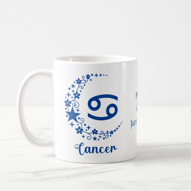 Cancer Zodiac Sign Astrology Birthday Blue White  Coffee Mug (Left)