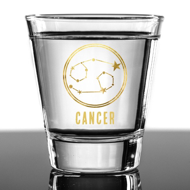 Cancer Zodiac Sign Astrology Horoscope Gold Shot Glass (gold cancer zodiac sign shot glass)