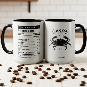 Cancer Zodiac Sign Astrology Nutrition Facts Mug