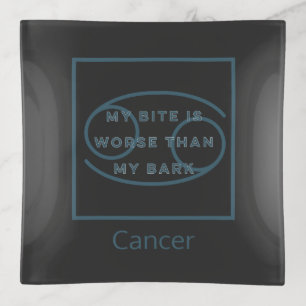 Cancer Zodiac Sign Birthday Fun Quote Blue Text Trinket Tray