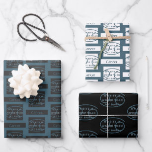 Cancer Zodiac Sign Birthday Fun Quote Blue Text Wrapping Paper Sheets