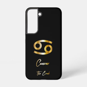Cancer Zodiac Sign, Black & Gold Samsung Galaxy S22 Case