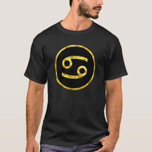 Cancer Zodiac Sign Black Gold  T-Shirt
