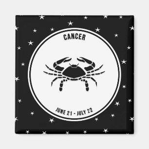 Cancer Zodiac Sign, Black & White Magnet