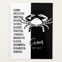 Cancer Zodiac Sign, Black & White Planner