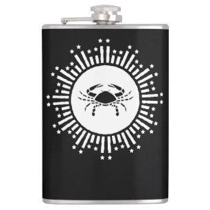 Cancer Zodiac Sign Crab Cosmic Starburst Design Flask